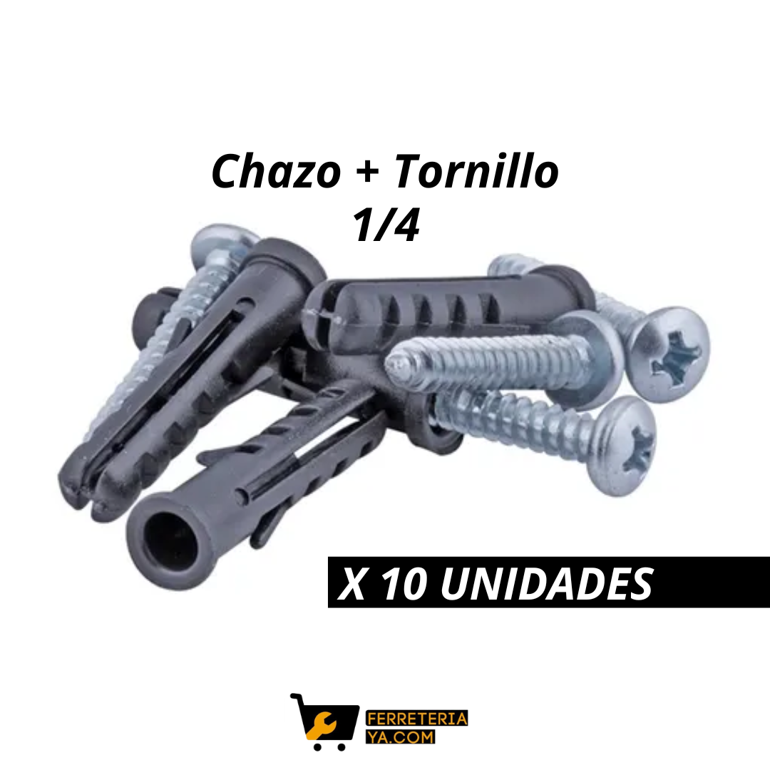 Chazo Plástico Con Tornillo 1/4 X 10 Unidades. - Rappi