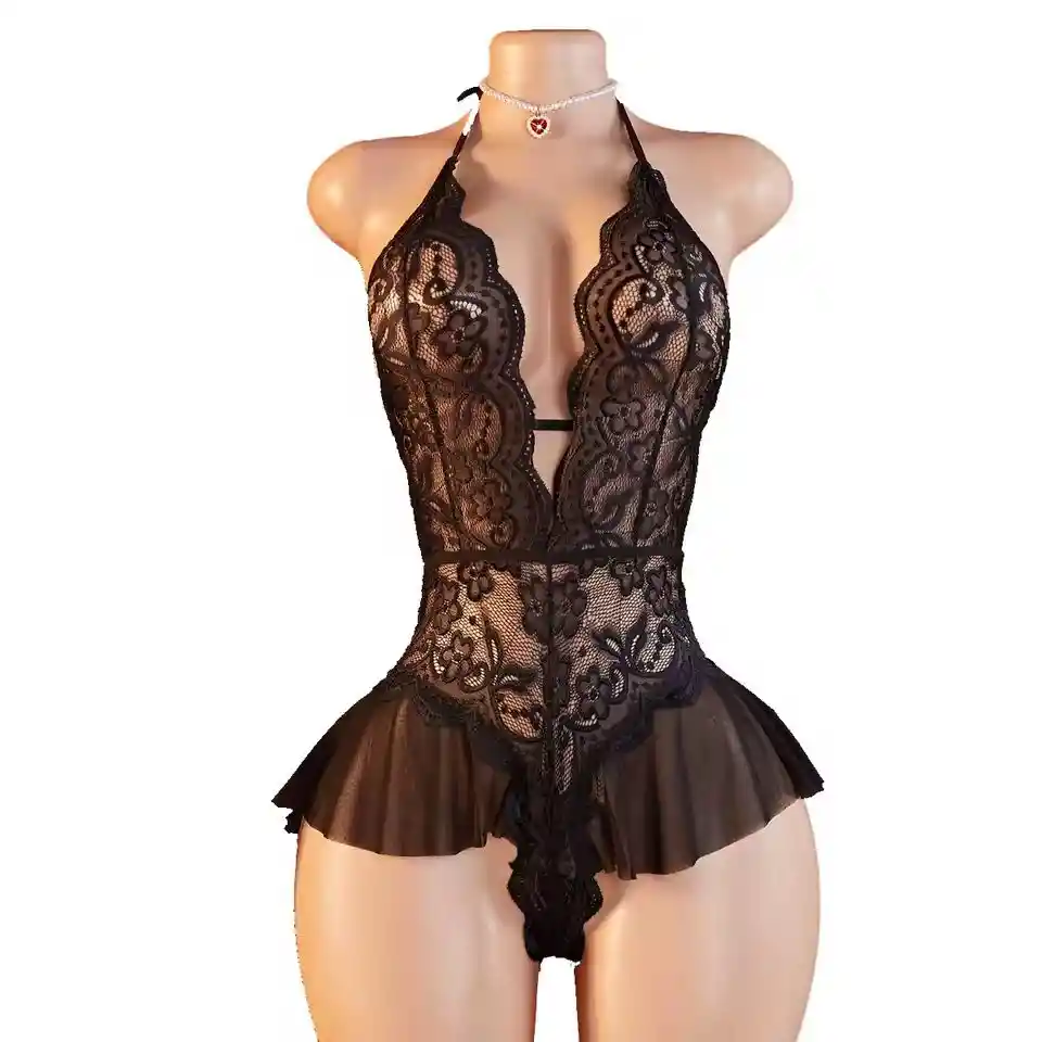 Body Con Arreglo Tipo Falda Xxl Negro- Talla Grande