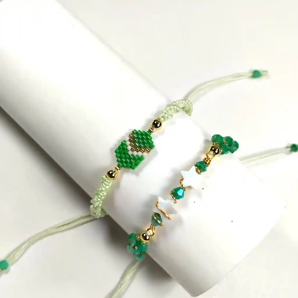 Pulsera Verde Pastel Fino Para Mujer