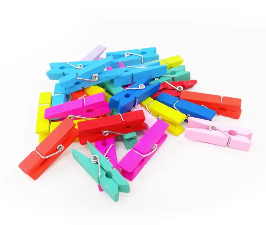 Ganchos De Madera Para Manualidades De Colores X 10und