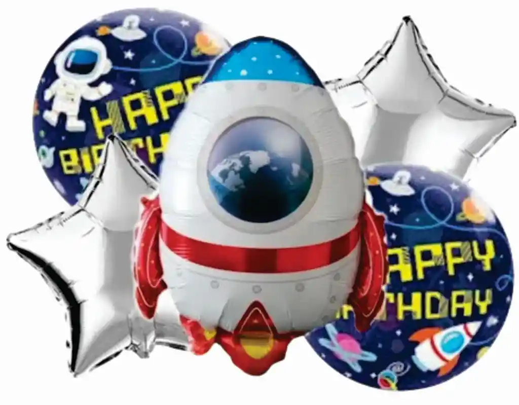 Bouquet De Globos Astronauta Cohete X5