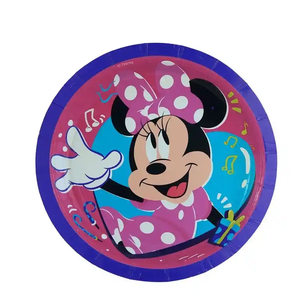 Plato Para Fiesta Minnie Mouse Happy X 10