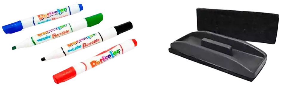 Set De Marcador Borrable + Borrador Para Tableros
