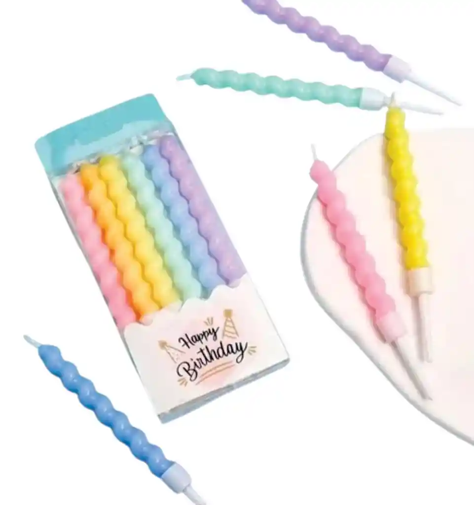 Velas Espiralada Colores Pasteles X 6