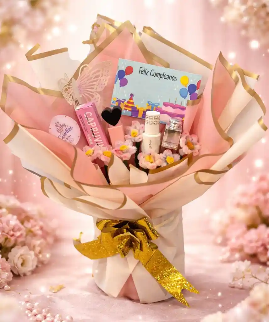 Bouquet Mult Color De Maquillaje Y Florecitas Minis