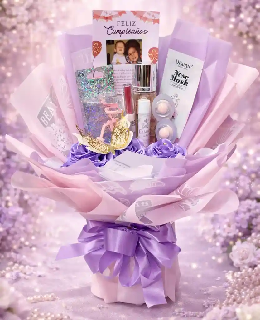 Bouquet Lila De Maquillaje Y Rosa
