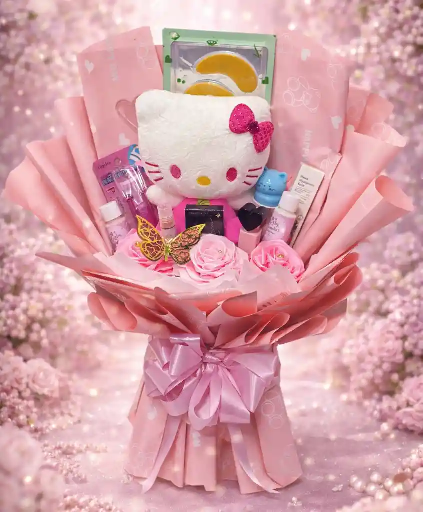 Bouquet Rosado De Maquillaje Rosasy Peluche
