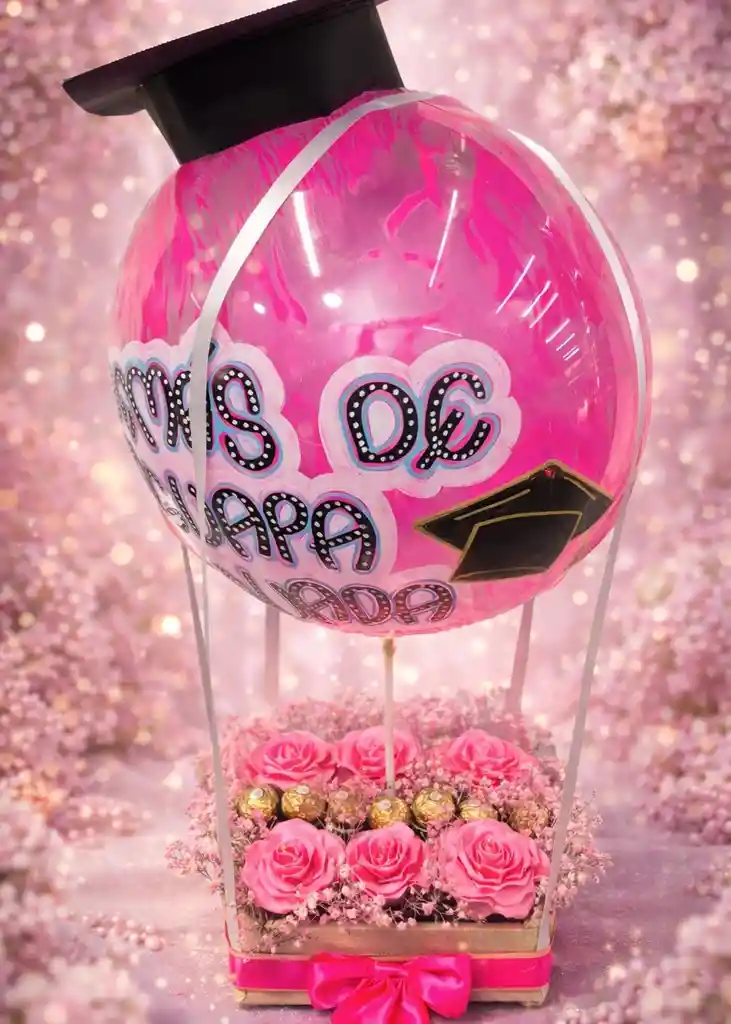 Caja De Rosas Rosado Y Chocolates