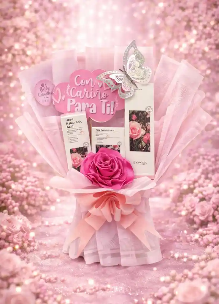 Bouquet Rosado De Skin Care Ácido Hialuronico Y Rosa