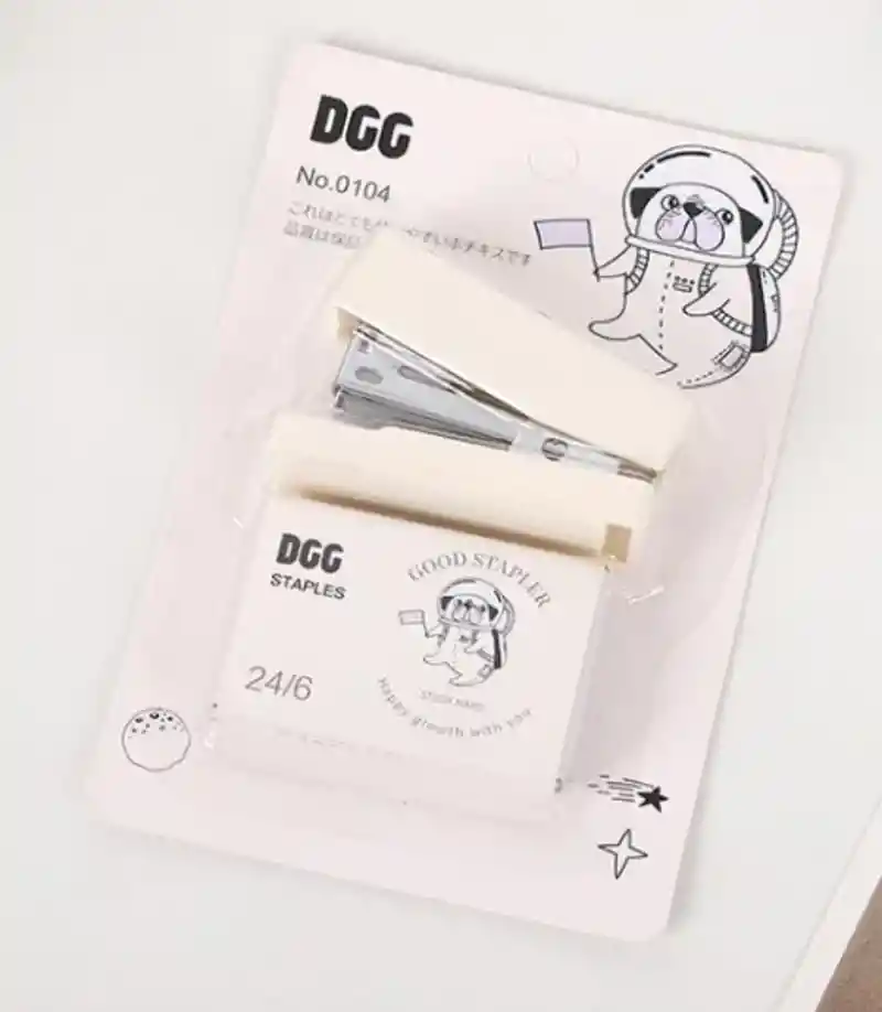 Mini Engrapadora Cosedora Tono Pastel + Ganchos Blanco