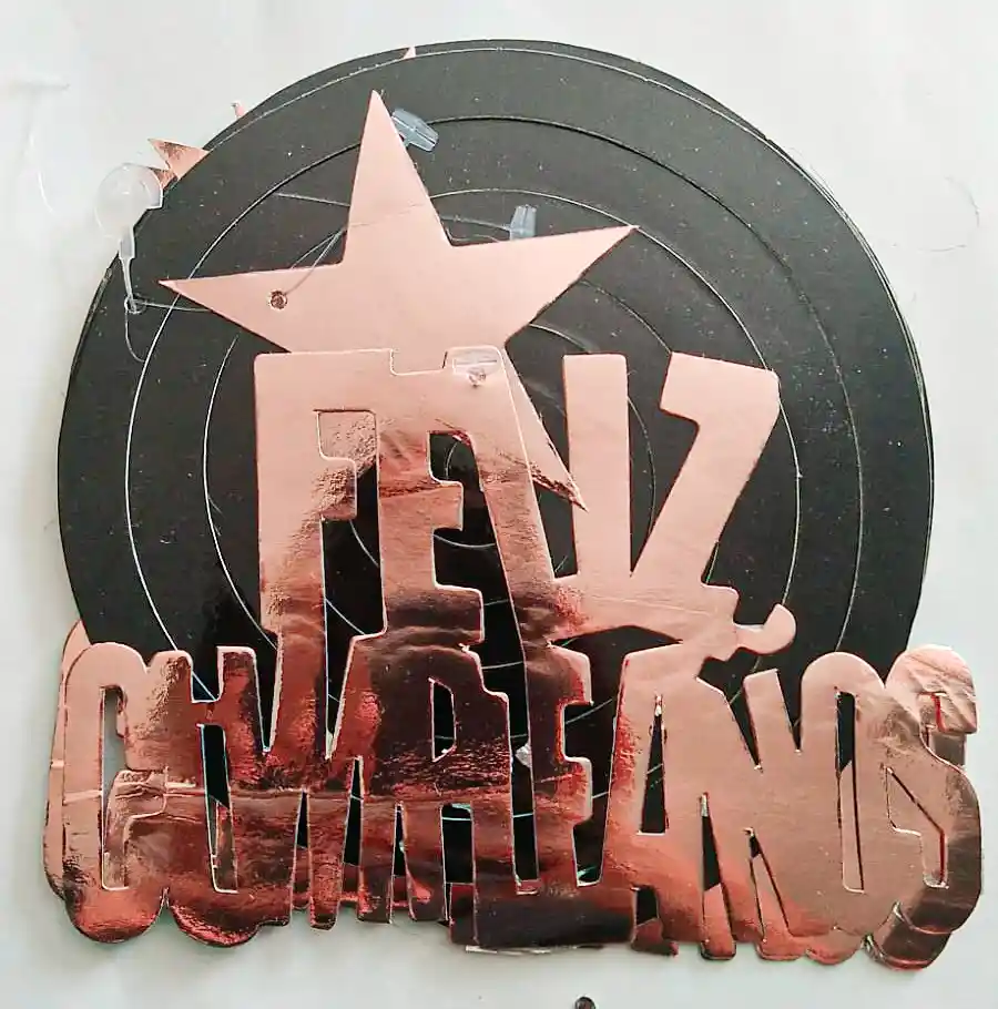 Espiral Feliz Cumpleaños X4 Und Negro Y Oro Rosa