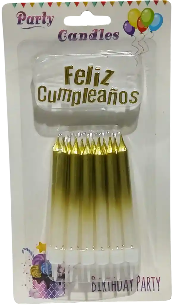 Velas Topper Dorado Con Blanco