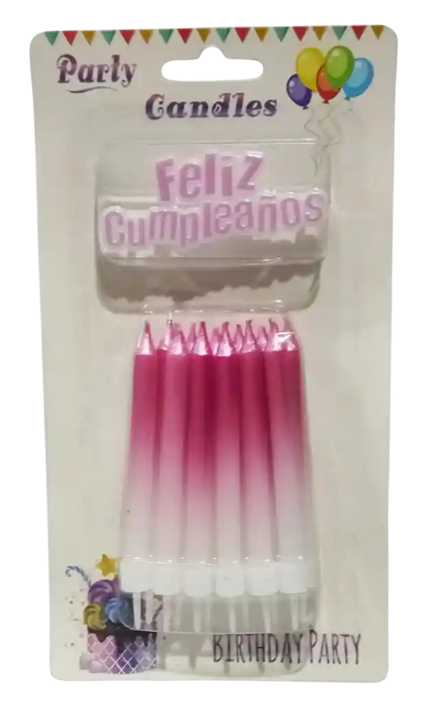 Velas Topper Rosado Con Blanco