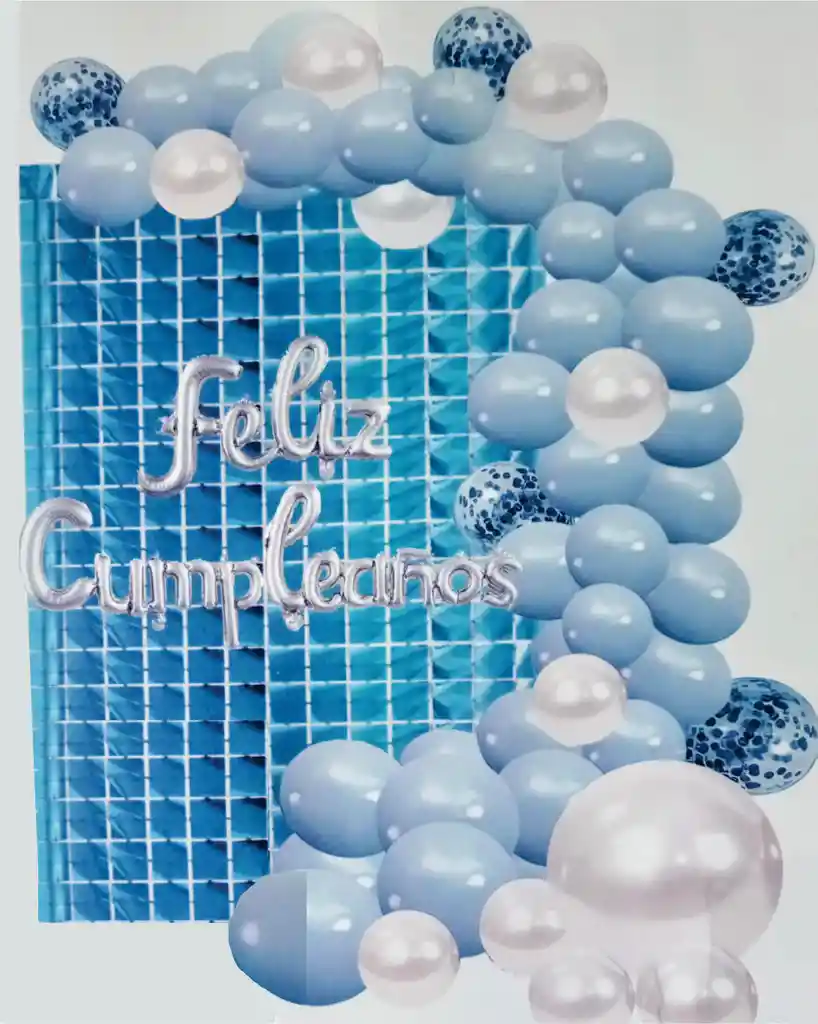 Kit De Cumpleaños Arco De Globos Para Fiestas Azul Con Blanco