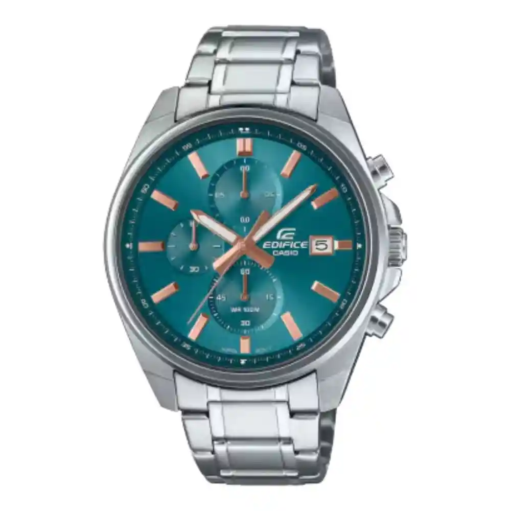 Reloj Análogo Casio Edifice Efv-610de-2audf Con Cronógrafo En Acero Inoxidable Color Azul Petroleo