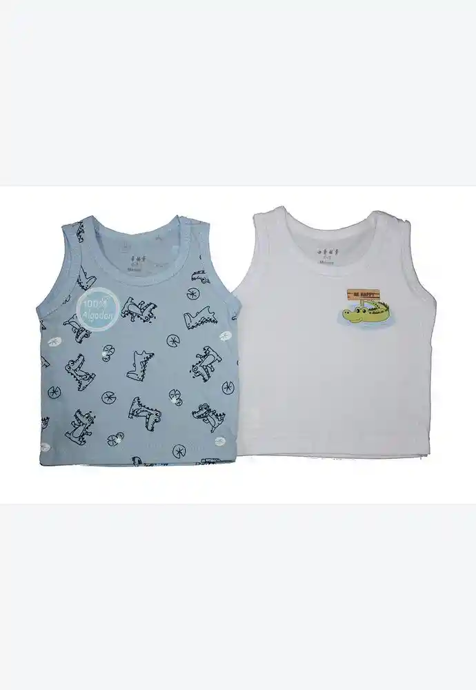 Camisilla Set X2 100% Algodon 6/12 Mese-celeste