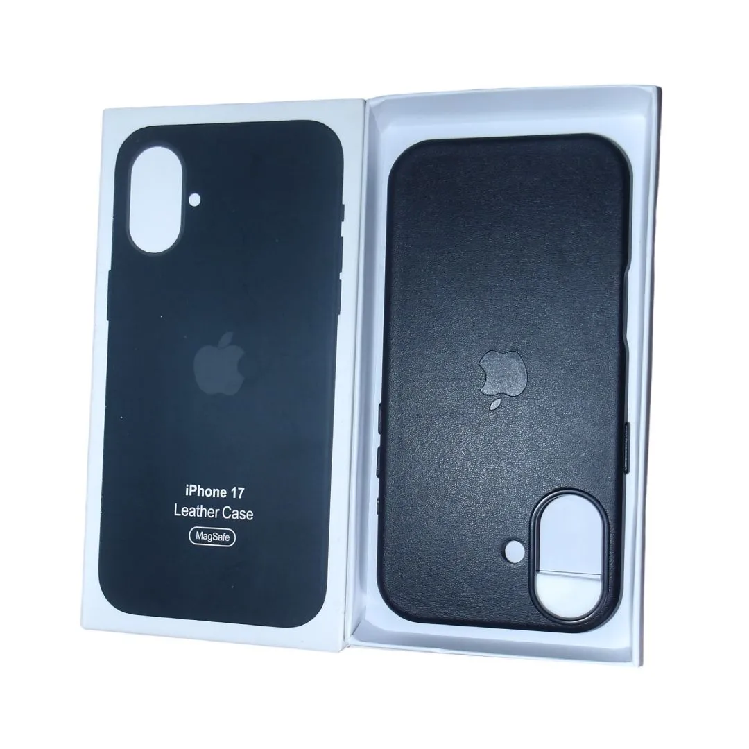 Forro Silicone Cuero Magsafe Iphone 17 Negro