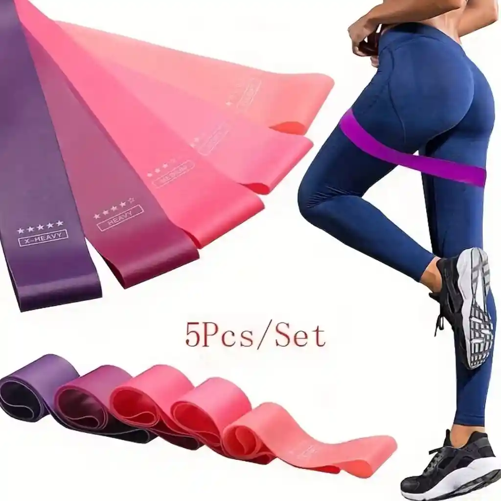 Juego De 5 Piezas De Bandas Elásticas Para Yoga, Gimnasio, Pilates, Entrenamiento, Deportes, De Resistencia De Tpe De Color Degradado