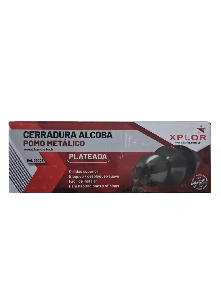 Cerradura Alcoba Pomo Metalico Plateada Xplor (6r)