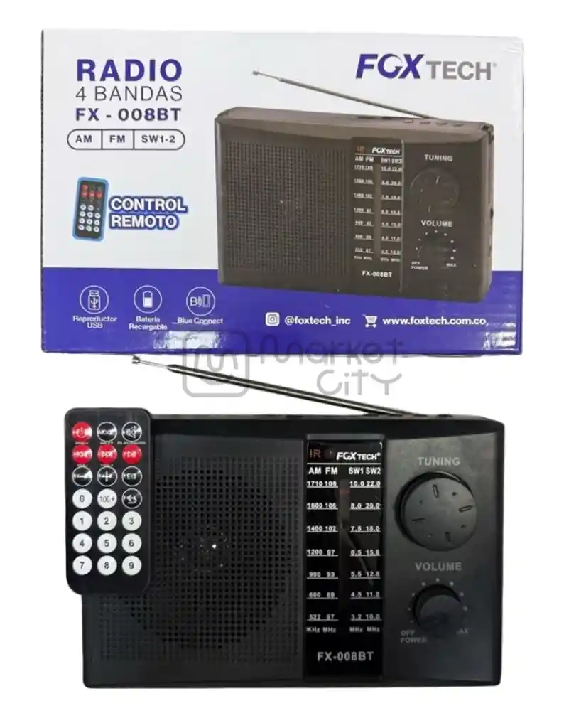 Radio Foxtech 4 Bandas Con Bluetooth Y Control Remoto Ref: Fx-008bt