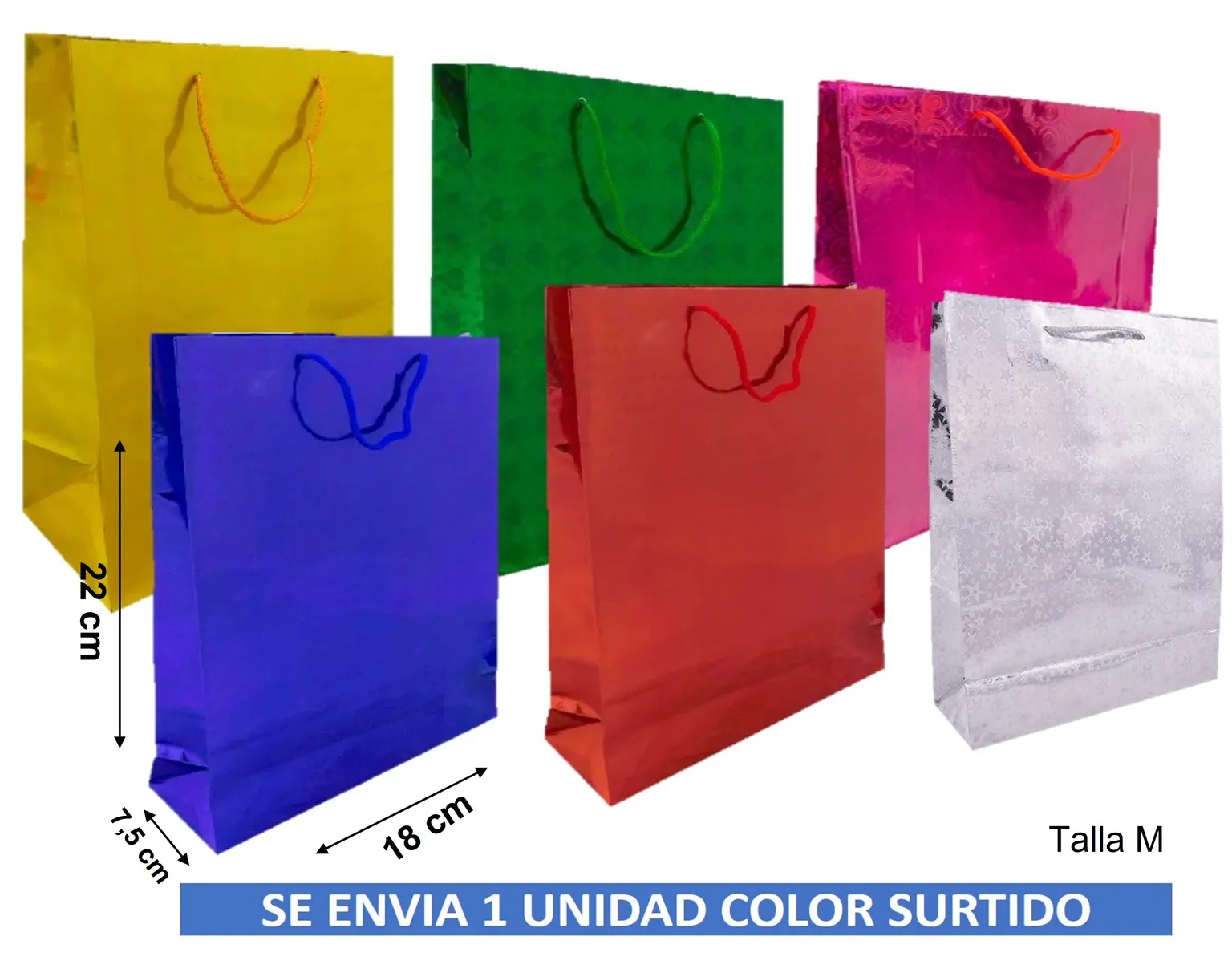 Bolsa De Regalo Metalizada Medium 22 Cm X 18 Cm Colores Surtidos - Rappi