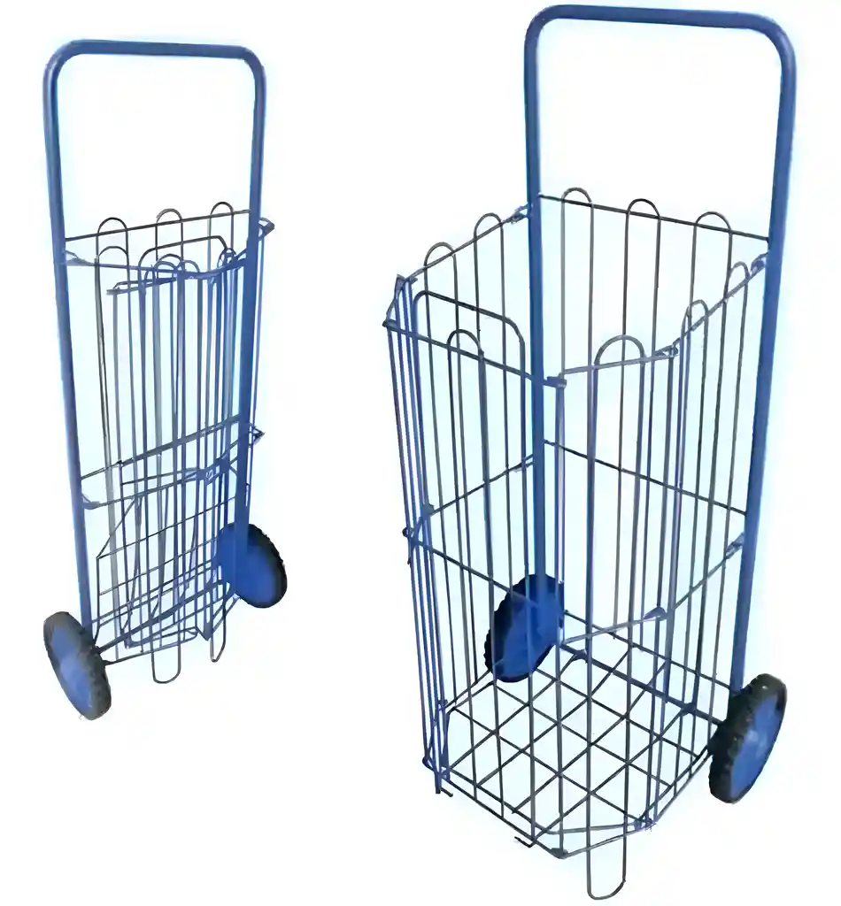 Carro De Mercado Plegable Metalico Azul