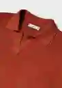 Camiseta Polo Lino Terracota Talla L Hombre Mango