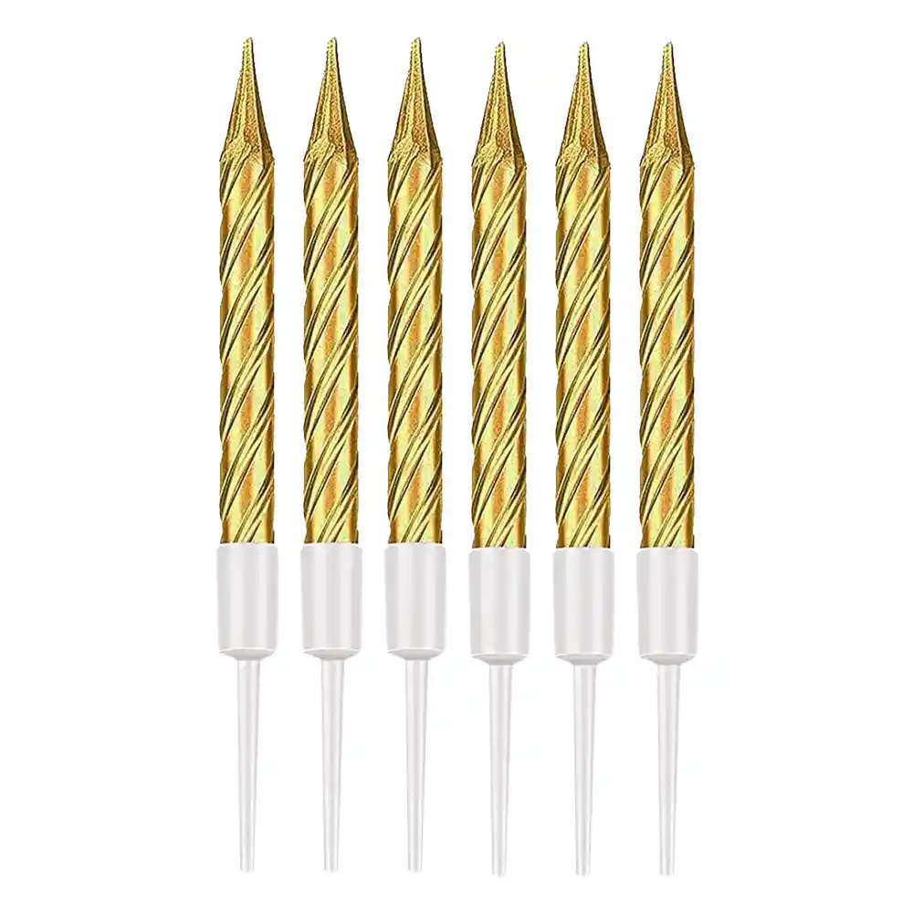 Vela Mini Torneada Dorada X 6 Und