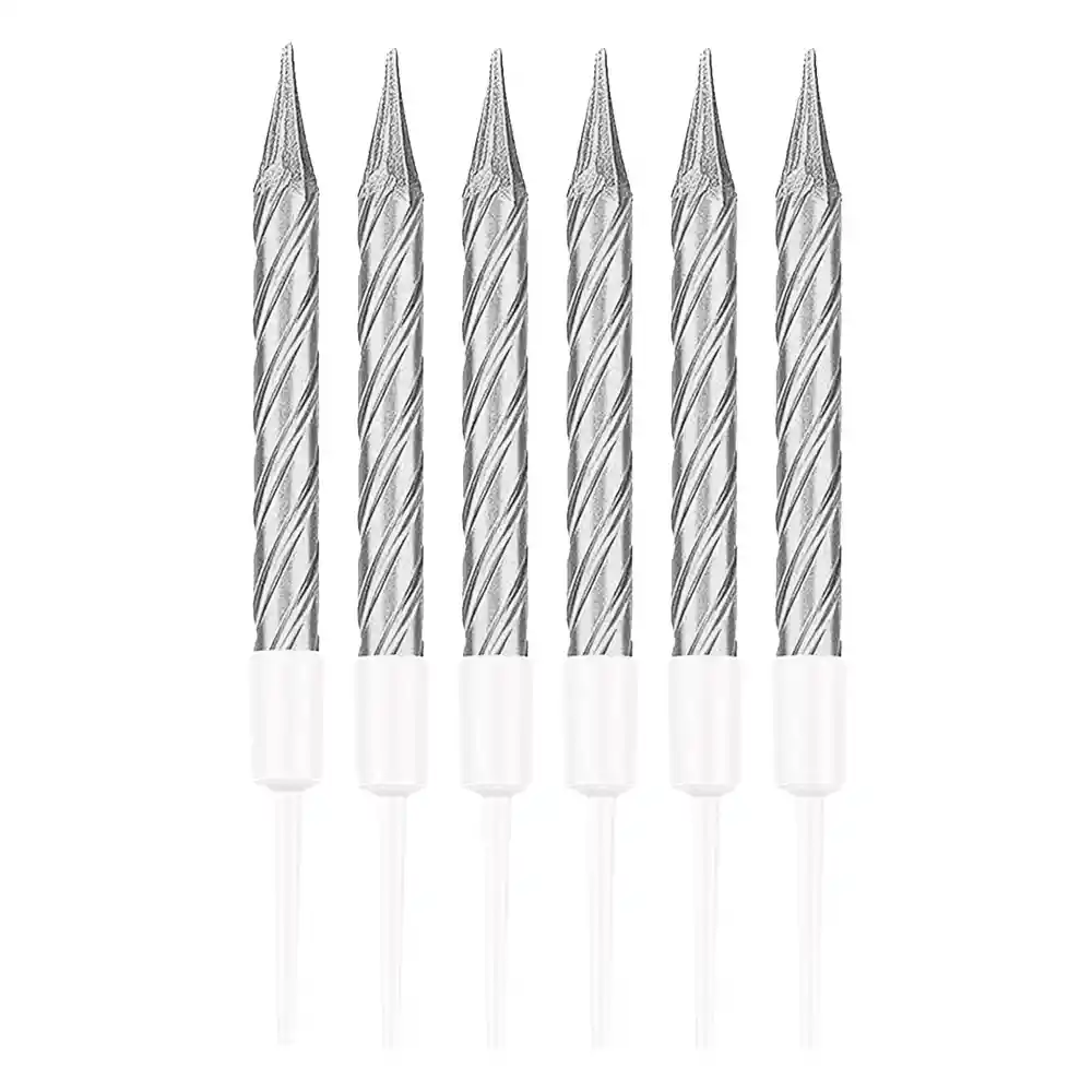 Vela Mini Torneada Plateado X 6 Und