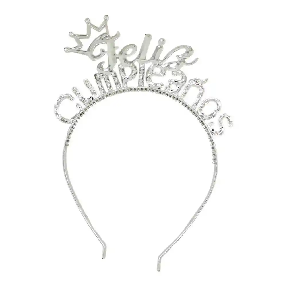 Tiara Feliz Cumple Coronita Plateado X 1 Und