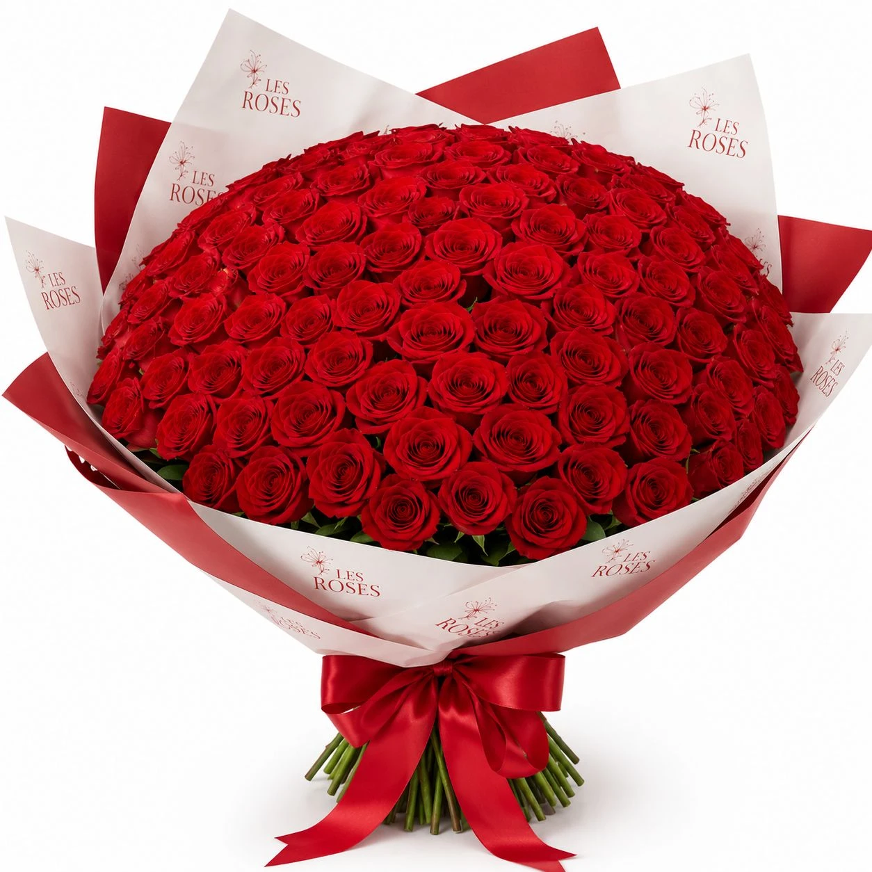 Ramo De Rosas Rojas X100 – Supreme — Romance. Arreglo floral de Flores Les Roses con envío a domicilio en Bogotá.