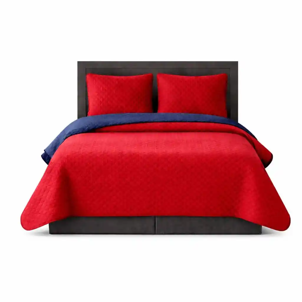 Colcha King Doble Faz Rojo Azul