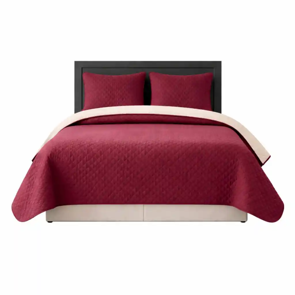 Colcha King Doble Faz Vino Tinto Camel