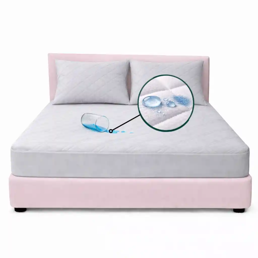 Combo Protector Colchon King Antifluido Gris 200x200cm