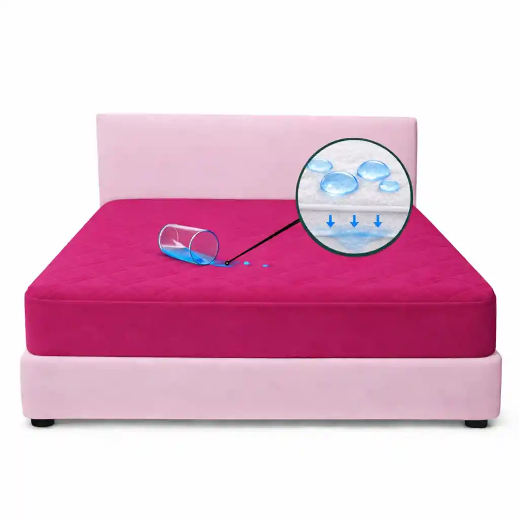 Protector Colchon Queen Antifluido Fucsia 160x190cm
