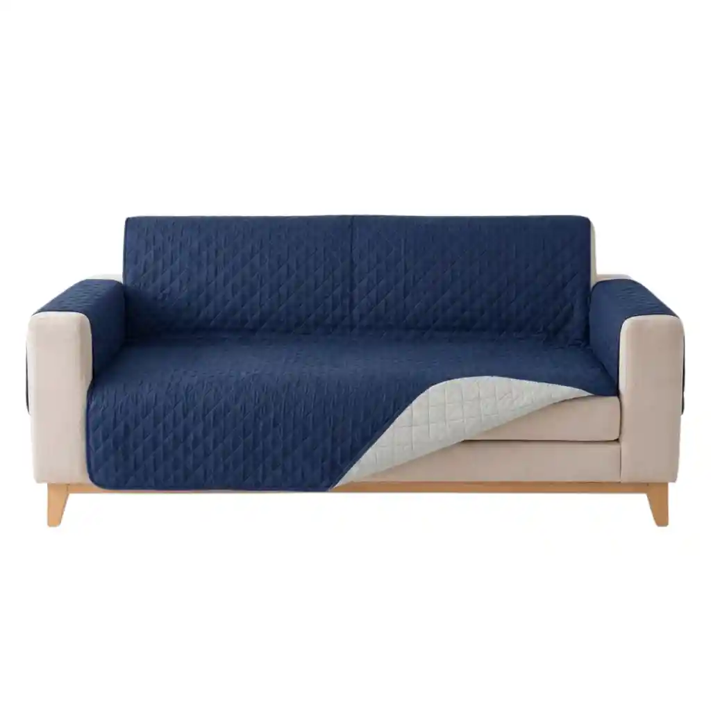 Protector Sofa 2 Puestos Azul Gris
