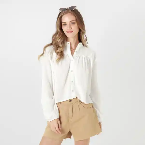 Blusa Cuello Neru Manga Larga Blanco Talla S 718912