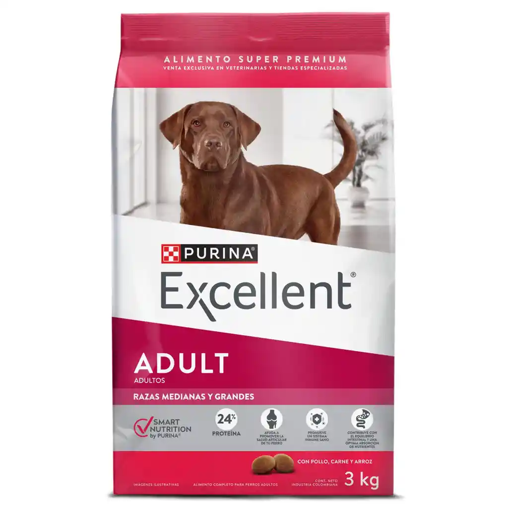 Comida para perros EXCELLENT ADULT Razas Medianas y Grandes x 3 kg