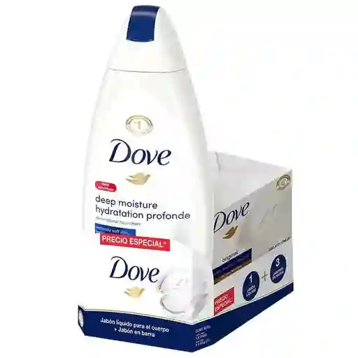 Dove Jabón Original X 90G + Jabón Liquido Para El Cuerpo X 12Oz