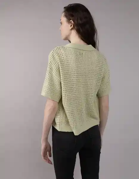Suéter Tejido Mujer Verde Talla LARGE 1453309 American Eagle