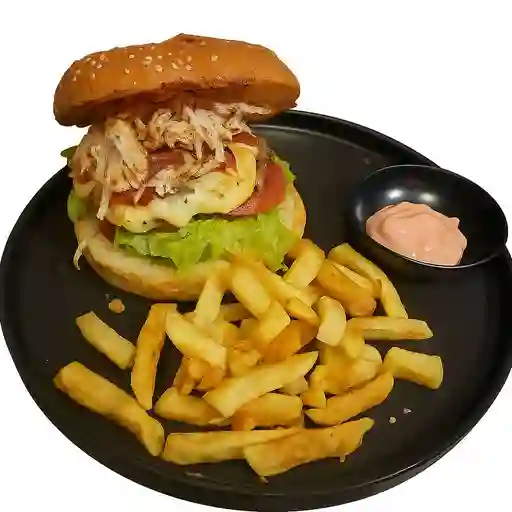 Hamburguesa infaltable con papas