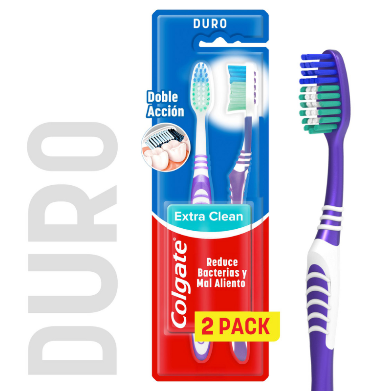 Colgate Cepillo de Dientes Extra Clean Doble Acción Duro 2 und