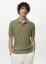 Camiseta Polo Pointele Verde Talla S Hombre Mango