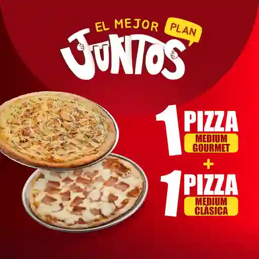 Pizza clasica + pizza gourmet medium