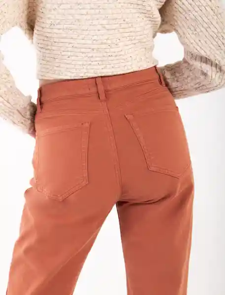 pantalon recto de tiro alto terracota naranja talla 8 mujer Naf-Naf