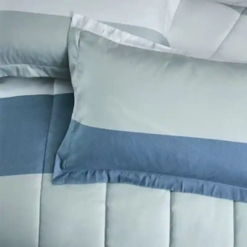 Expressions Comforter Estampado Para Cama Doble Rayas Azul (200 X 230 Cm). Incluye: 2 Fundas 50 X 70 Cm + 5 Cm. Marca: . Sku 209197
