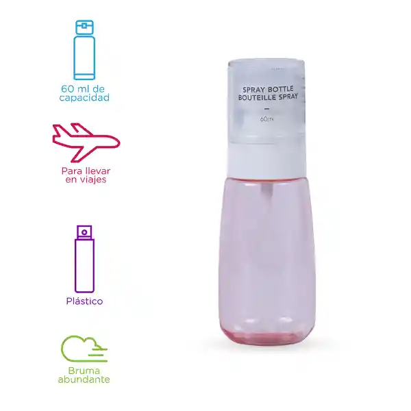 Botella Spray Rosa 60 mL Miniso