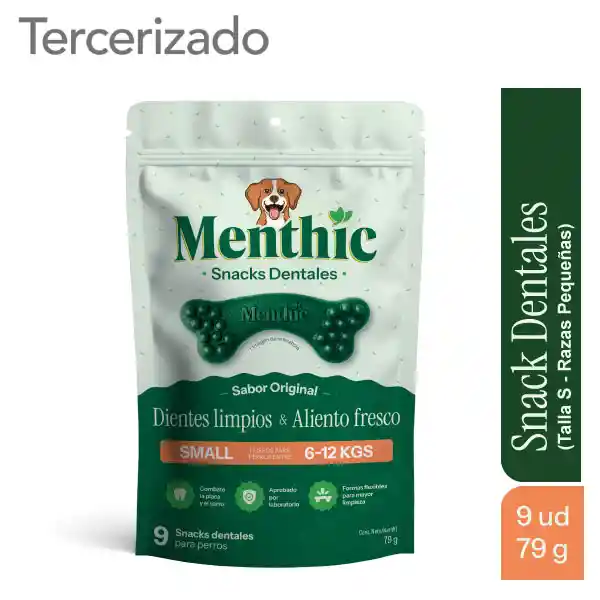  Menthic Huesos Talla S. Snacks Dentales x 9 unidades (79 gr)