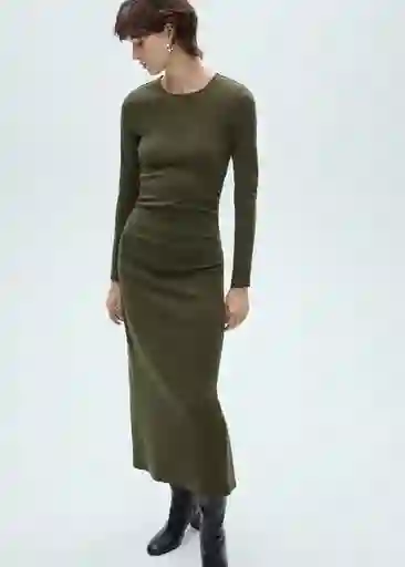 Vestido Basila Khaki Talla M Mujer Mango