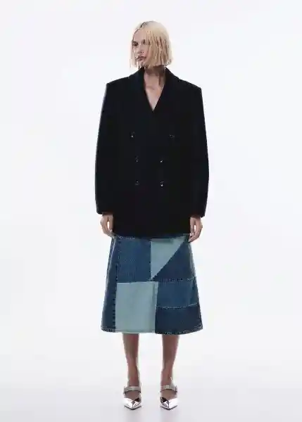 Abrigo Flipper Navy Talla L Mujer Mango